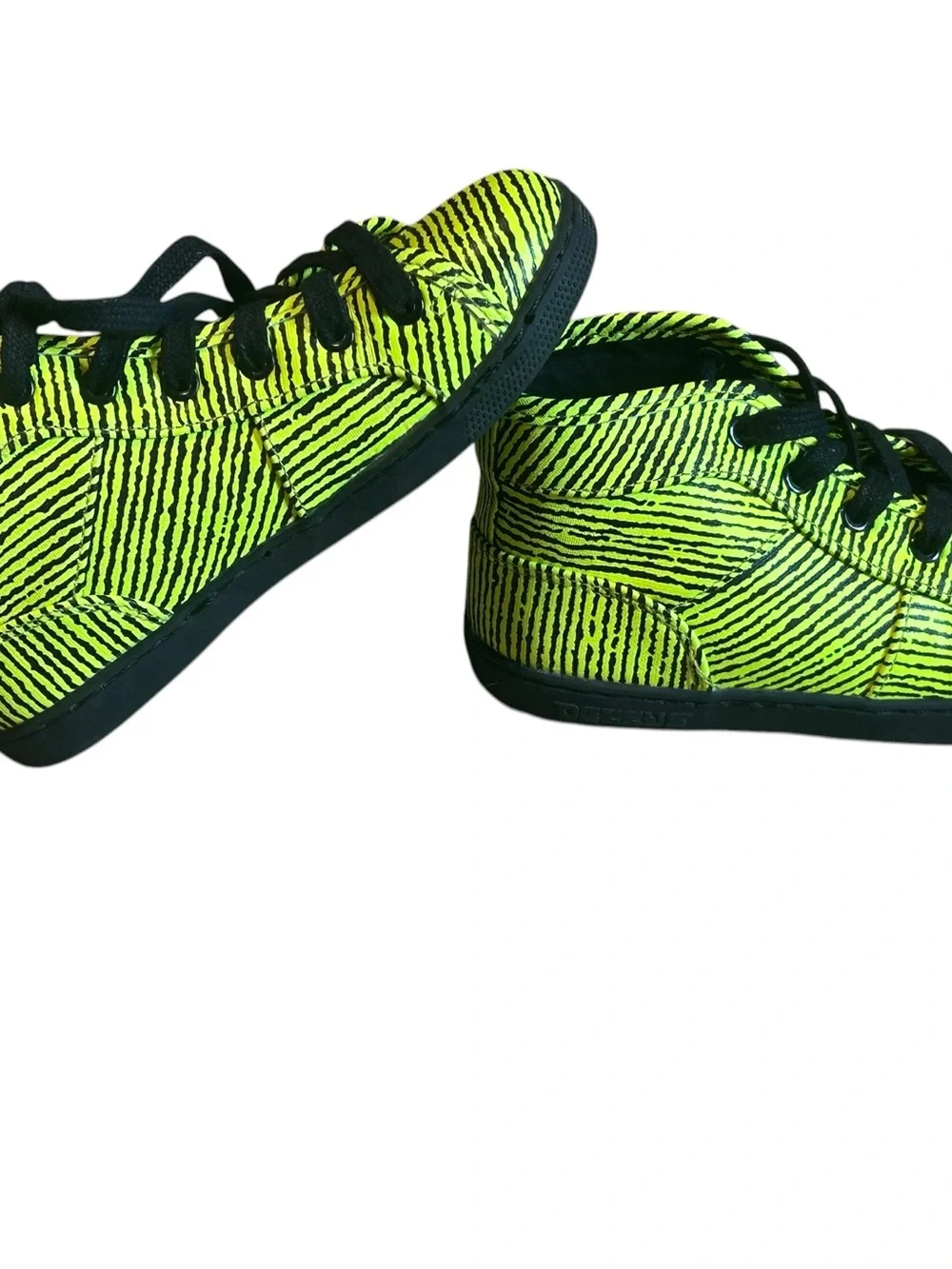 Kids Neon Yellow and Black High-Top Sneakers